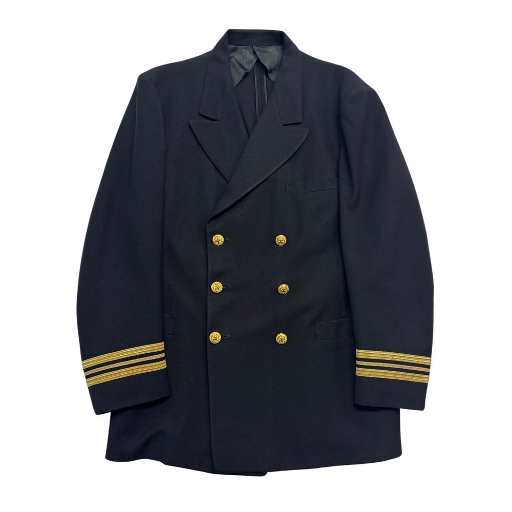 vtg 40s WWII Era 40R US Navy Officers Jacket Double Breasted Uniform Wool USA